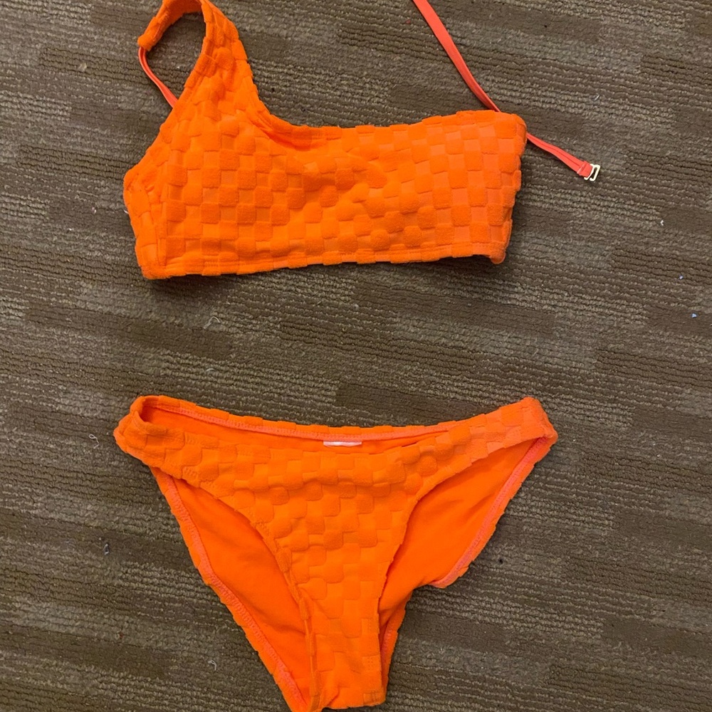 Orange Textured Women's Bikini Set